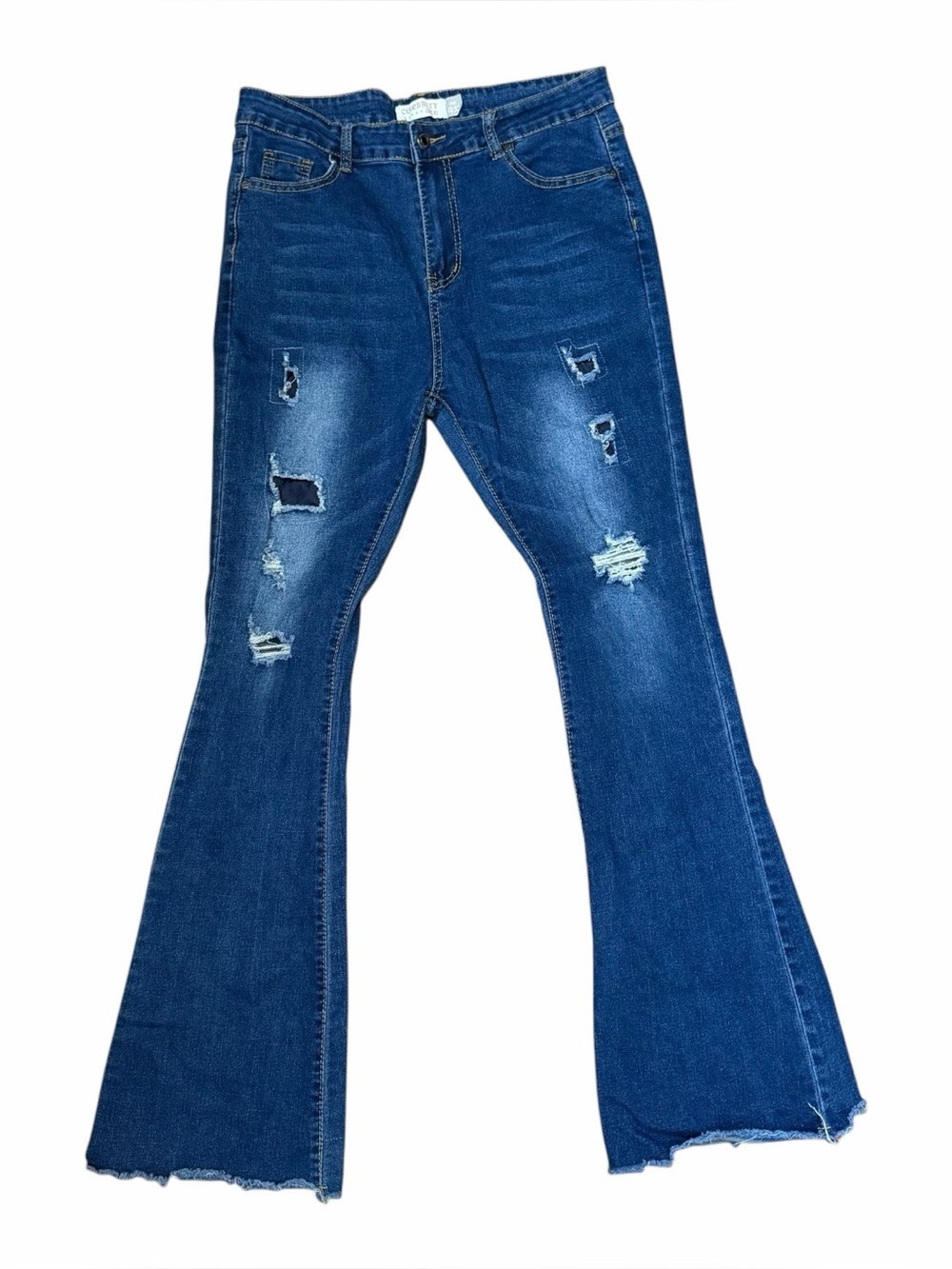 Celebrity Ace Jeans Distressed Denim Flare Mid Rise Excellent 13/31